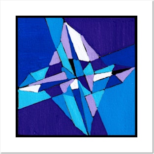 Purple Blue Crystal Geometric Abstract Acrylic Painting Posters and Art